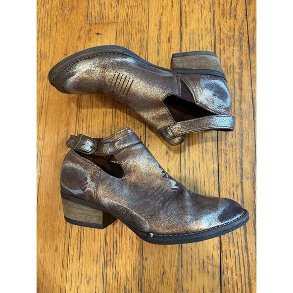 Sbicca Shoes Womens Size 6.5 Bronze Cutout Ankle Boots Western Buckle Leather - Picture 5 of 9